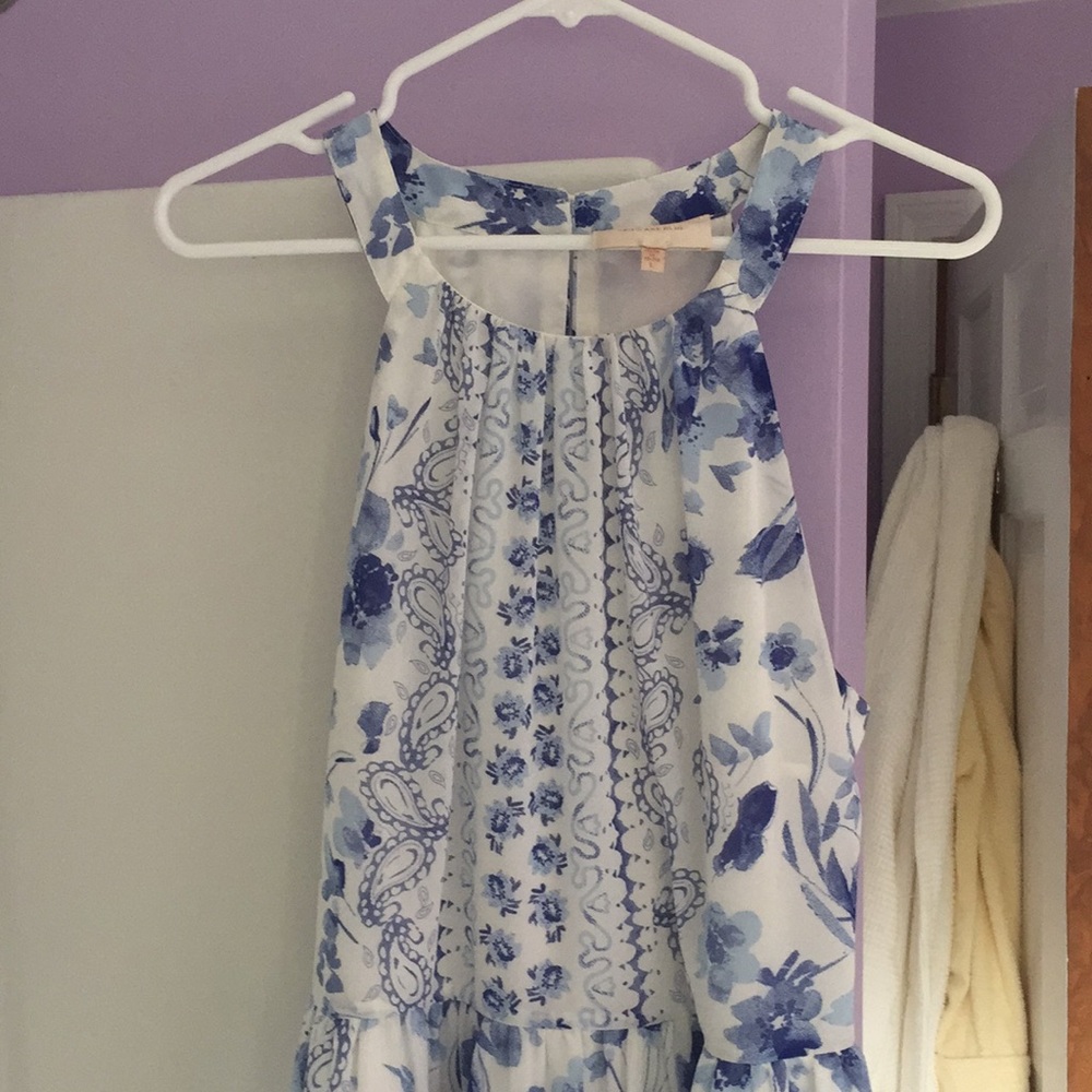 Gorgeous size L blue and white sleeveless dress